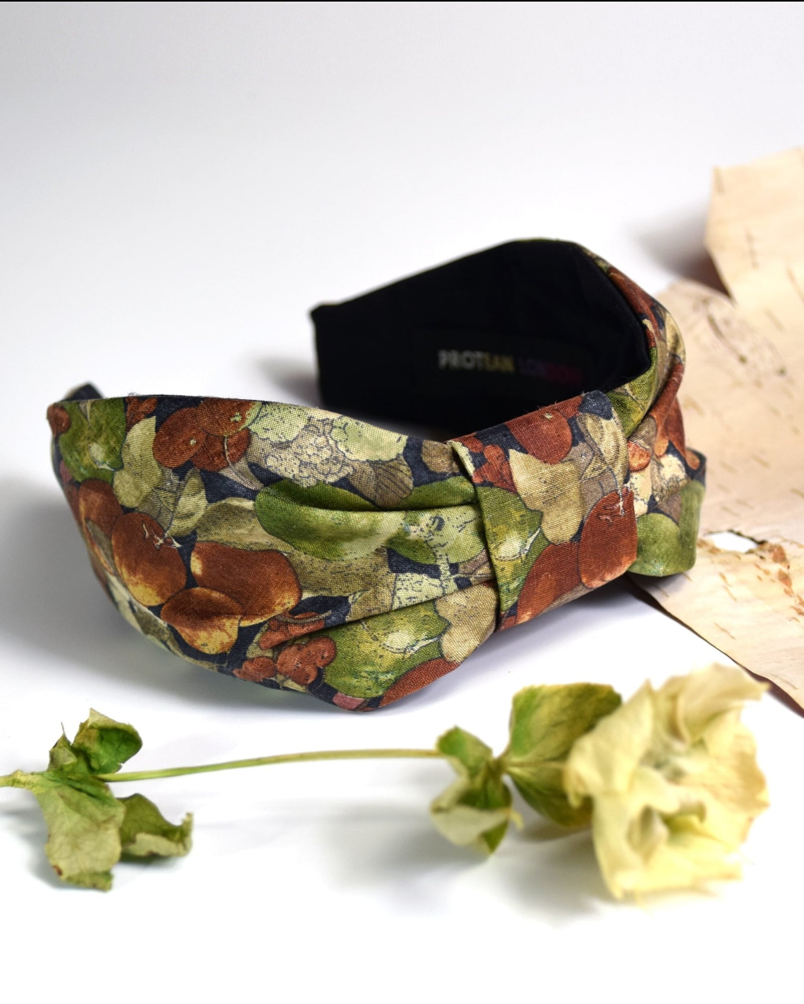 Repurposed YSL Silk Tie Headband Autumn Print Silk Hair 