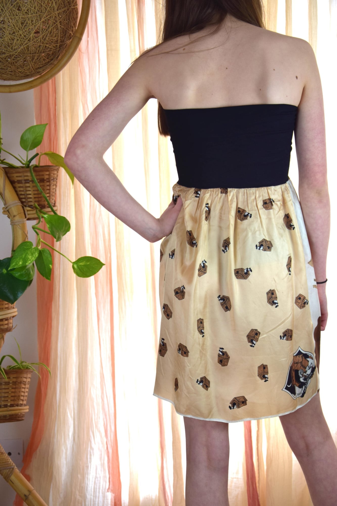Retro Summer Mini Dress / Bee and Floral Print / Sample Size